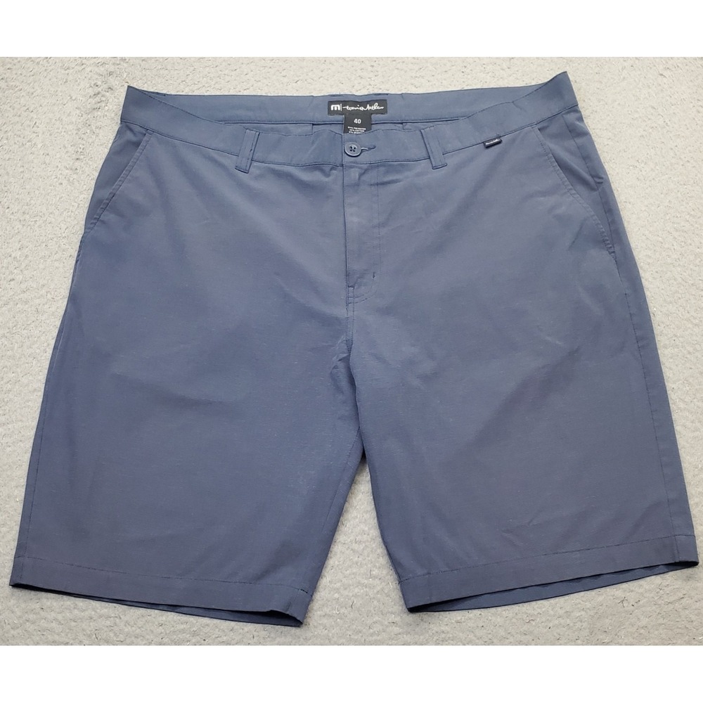 TravisMathew Golf Shorts Men 40 Blue Performance Stretch Flat Front Slash Pocket
